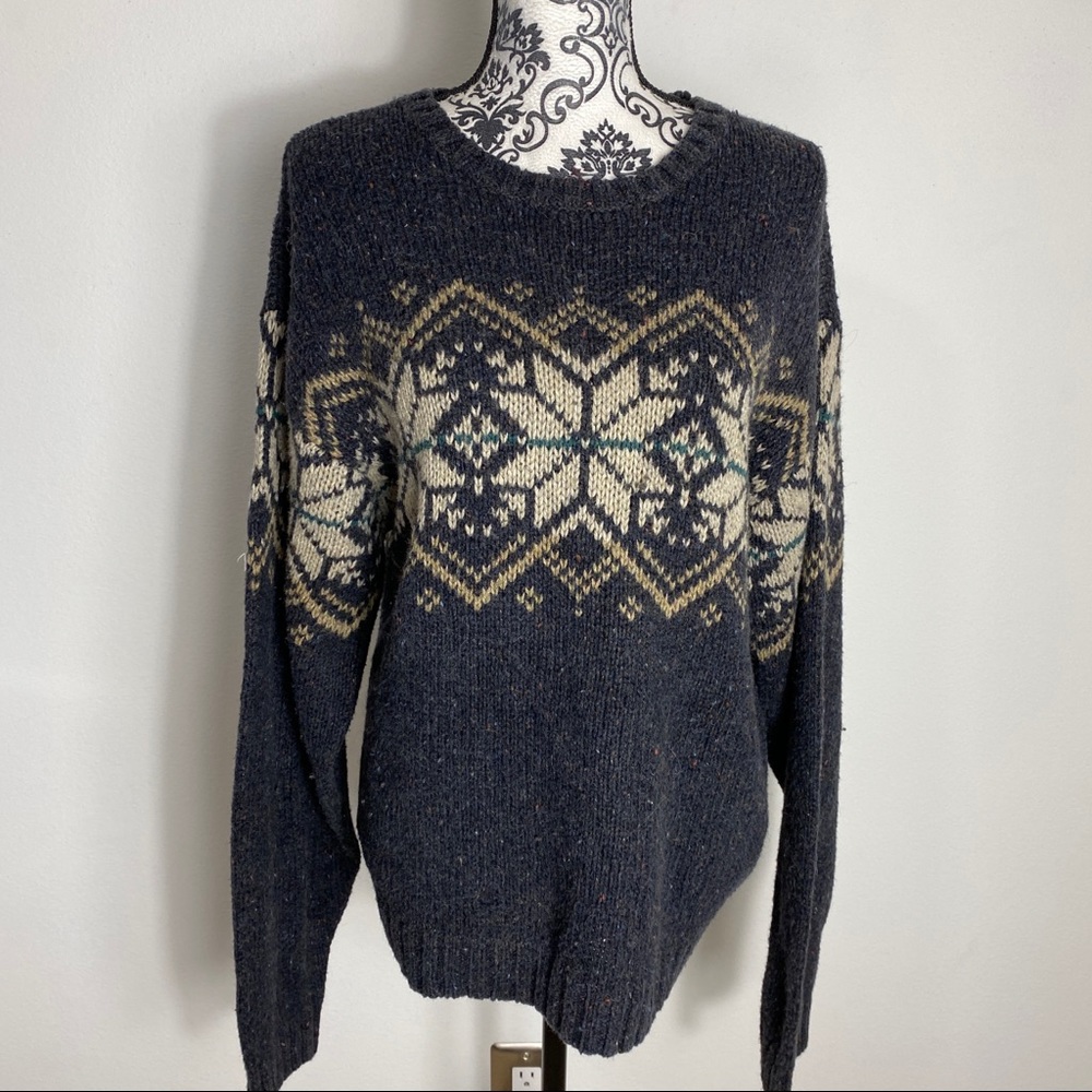 Vintage Northwest Territory Naturals Wool Blend Snowflake Sweater M